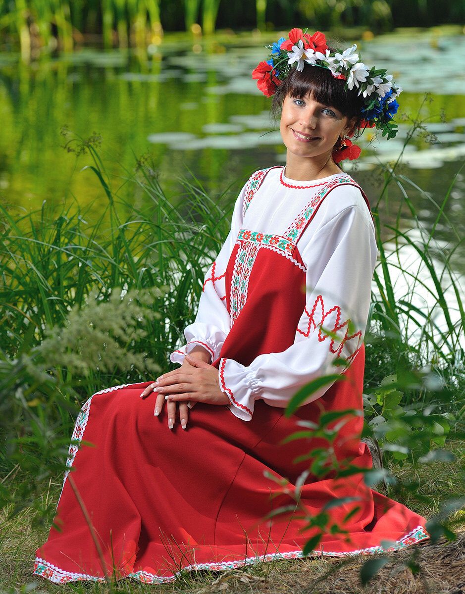 Beautiful girl Girls in Slavic costumes in Da Nang